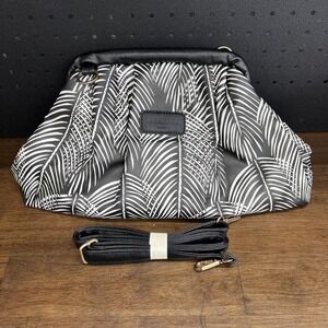 Lex Breezy Hawaii Black White‎ Palm Leaf Clutch Crossbody Bag With Strap